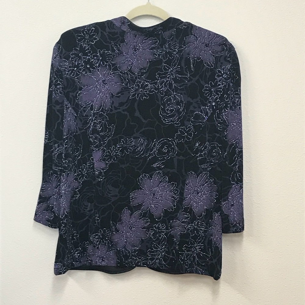 Vintage floral purple glitter blazer - Picture 2 of 4